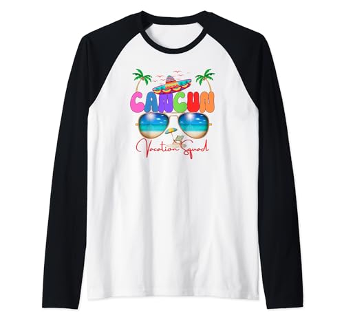 Escuadrón Vacacional Cancún Sol, Arena y Recuerdos México Viajes Camiseta Manga Raglan