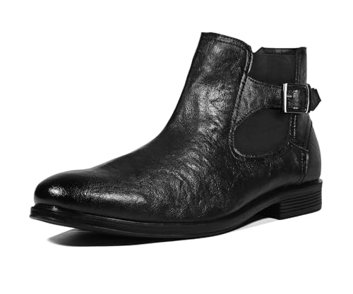 Image of LOUIS STITCH Mid-Top Ankle Shrunken Chelsea Boots for Men | Men's Slip-On Boots with Side Buckle | Casual and Semi Formal Chelsea Boots for Men | LSLXSHCLB