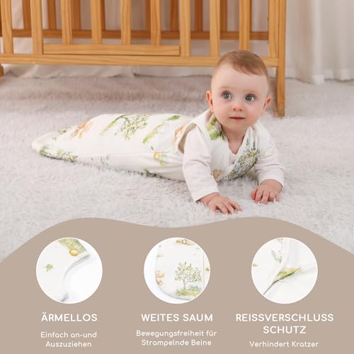 Yukkidds Schlafsack Baby 1.5 Tog, Babyschlafsack Ganzjahres 0-6 Monate – Ansicht 4