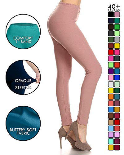 Image of Leggings Depot Women's High Waist Leggings Soft 1 inch Waistband Solid Pants - Regular, Plus, 1X3X, 3X5X