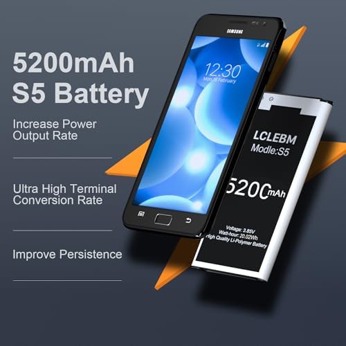 LCLEBM S5 Battery [5200mah] Galaxy S5 Battery Li-ion Replacement Battery for Samsung Galaxy S5 G900A G900P G900V G900T G900F G900H G900R4 I9600 Galaxy S5 Battery Replacement