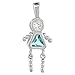 Sterling Silver Birthstone Baby Brat Girl Charm March Aquamarine Color Cubic Zirconia