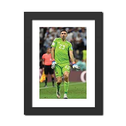 TenorArts Emiliano Martinez Poster Argentina World cup Moment Poster Laminated Poster Framed Painting with Matt Finish Black Frame (12 inches x 9inches)