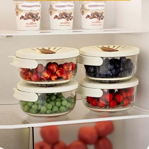 Image of Multifunctional Salad Spinner & Vegetable Washer - Glass Bowl with Drain Basket & Lid [ 1PCS ]