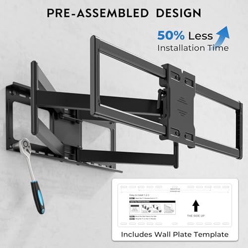 Image of Heavy Duty TV Wall Mount with Extra Long Extendable Arm for 60-110 Inch TVs, Holds Up to 275lbs, Full Motion Bracket with Corner Swivel and Tilt, Max VESA 800x600mm, Fits 24 inch Studs, Wide Compatibility