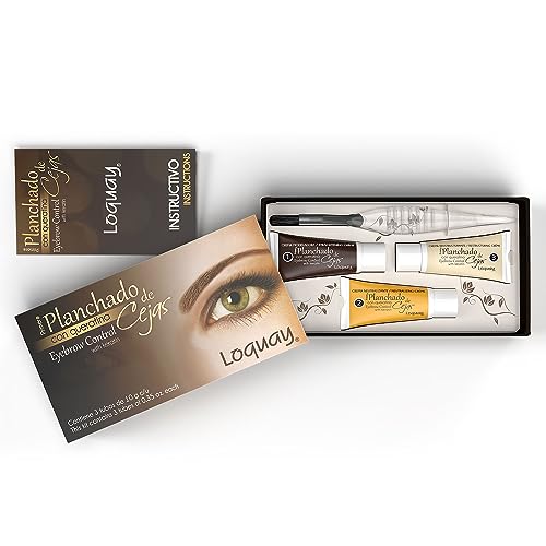 Loquay Planchado de Cejas Keratin Eyebrow Straightening Control Kit, 3 Step Treatment, 3 Tubes, 10g Each, Professional Use, Includes Comb