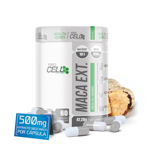 ProCell Maca Extract | 100% Extracto Seco de Maca Natural Estandarizado (60 cápsulas / 30 días) - 500mg de Maca por Cápsula - Cápsulas vegetales - Apoya el Rendimiento Físico y Mental