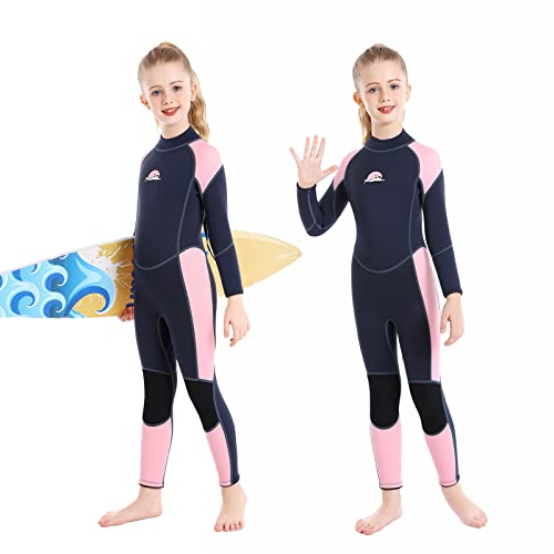 Xuker Wetsuits Kids 3Mm, Neoprene Wet Suits For Kids In Cold Water Full Body Dive Suit For Diving Snorkeling Surfing Swimming Canoeing(Pink,10) #TOP18