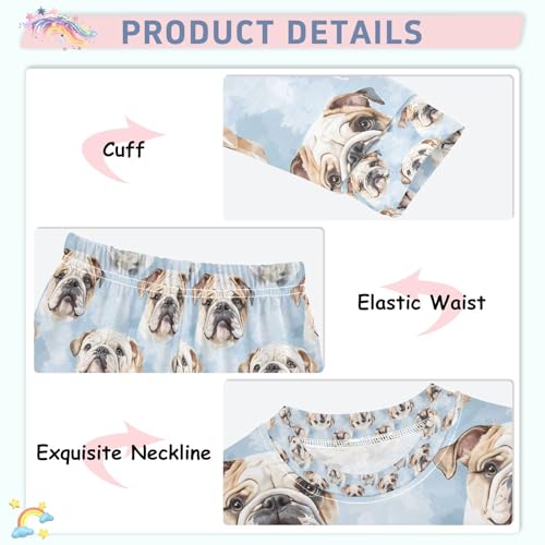 senya Cute Bulldog Head A Pajamas Set Long Sleeve Soft Cotton Sleepwear 2 Piece4