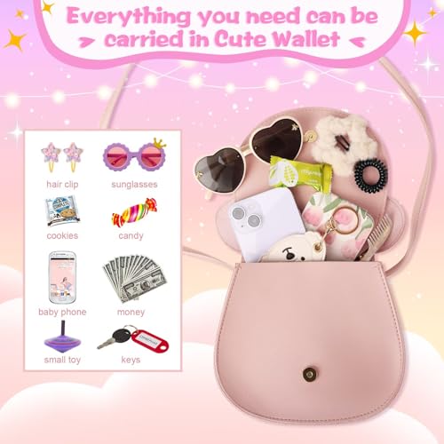 XSUIOY Toddler Purse Girl Wallet for Kids 2-9 Year Old Birthday Gifts,Cute Mouse Ear Bow Crossbody Shoulder Purses,Personalized Initial Purse Toddler Wallet Gifts for Little Girl(pink-N) - Image 9
