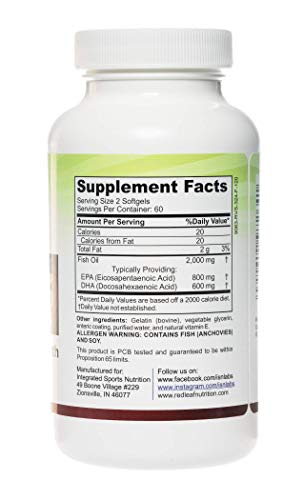 Red Leaf Omega 3, Non-Gmo 2000 Mg Fish Oil, 800 Mg Epa, 600 Mg Dha, Omega-3 Supplement From Wild Caught Fish, No Fish Burps, Vitamin E- Unflavored- 120 Softgels (60 Servings) #TOP1
