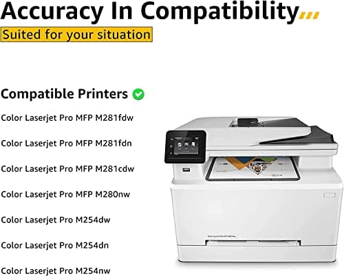 CMYBabee 203X Toner Compatible for HP 203X CF540X for HP Color Laserjet Pro MFP M281fdw for HP M281fdn Toner M254dw M254nw M280nw M254dn (4 Pack) 203A CF540A CF541X CF542X CF543X