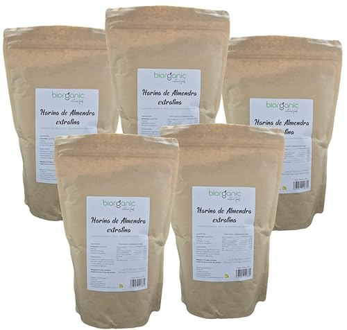 Harina de almendras pack 5kg. Pack ahorro. Sin gluten. Sin piel. Origen España.100% natural. Certificado sin MGOs. Molienda fina. Marca Española.