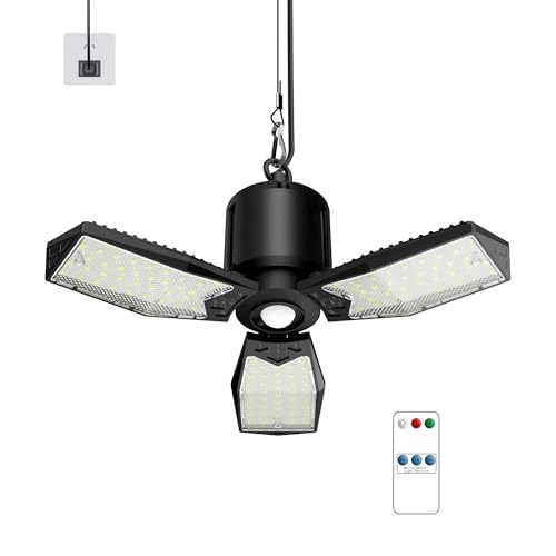 Motion Sensor Garage Light Plug-in 80W 8000LM, Motion Activated Led Shop Light with Romote, 3 Modes Indoor Bulb for Basement/Workshop 1Pack Plug in _3