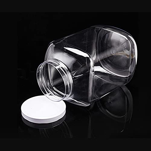 ZOOFOX 2 Pack Clear Plastic Jars, 1.5 Gallon Square Storage Containers with Screw-On Lids, Refillable Empty Jars for Kitchen & Household Storage of Dry Goods, Peanut, Candy, Airtight