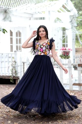 Image of Women's Floral Printed Stylish Georgette Anarkali Gown for Women.