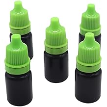 Snadulor 60pcs 5ml empty black plastic squeezable dropper bottle with protective cap,eye drop bottleGreen Cap