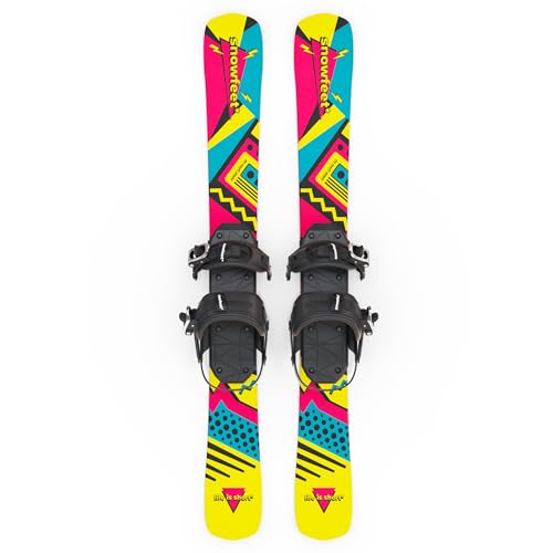 Short Skis for Snow | 99 cm | Skiblades Snowblades Skiboards Little Short Skis | Snowfeet* (RETRO | SNOWBOARD BINDINGS)