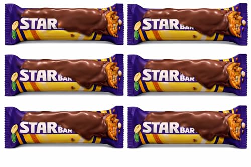 Starbar Chocolate Bars with Caramel & Peanut Centre Milk Chocolate Bar Multipack 49g (Pack of 6) Crunchy Roasted Peanuts & Smooth Caramel Classic Chocolate Treat