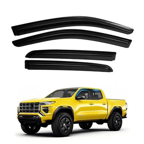 Image of Colorado Rain Guard - Window Visors for Chevrolet Colorado /GMC Canyon 2023-2025 2026, Out-Channel Side Window Rain Guards for Colorado, 4PCS, Black, Car Accessories