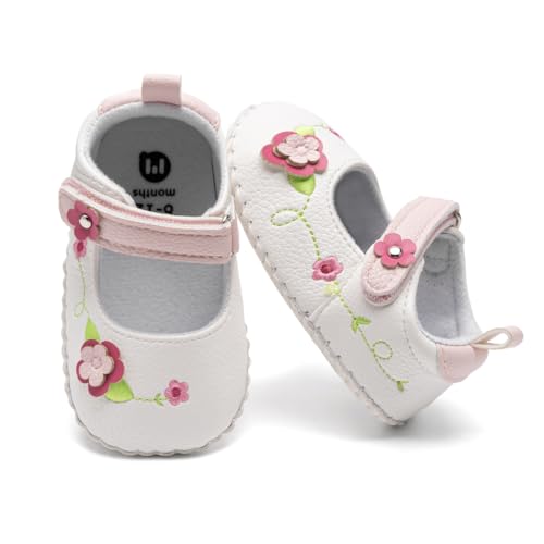 Image of Meckior Infant Baby Girl Sandals Soft Non-Slip Rubber Sole Handmade Princess Wedding Dress Shoes Toddler First Walkers