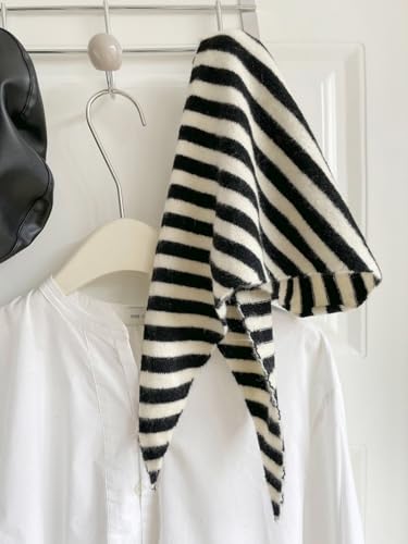 Knit Triangle Scarf for Women Stripe Head Scarf Y2k Aesthetic Accessories Cottagecore Streetwear2