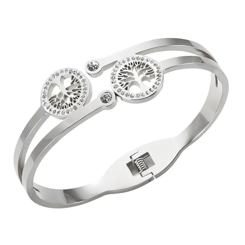 XIQIXIRE Tree Of Life Silver Cuff Bracelet