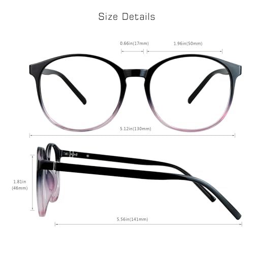 Image of VisionGlobal Blue Light Blocking Glasses for Women Men, Oval Frame Computer Reading Glasses(Black Purple, +5.50 Magnification)