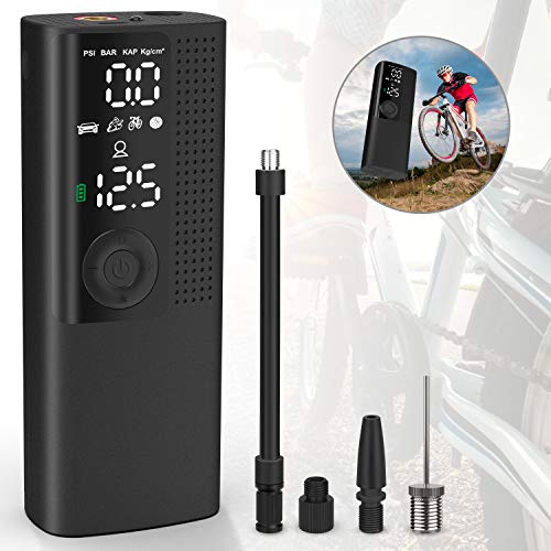 Vastar Pompe à air électrique portable, Air Compressor avec Grand écran LCD et Fonction de Dégonflage, Capteur de Pression d'air de Haute Précision, 2000mAh, 120PSI