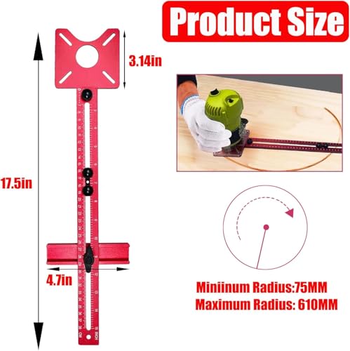 Image of New 4 in 1 Router Milling Groove Bracket, Aluminum Alloy Router Circle Cutting Jig, Multifunctional RouterGuide for Cutting Circles, Adjustable RouterJig Tool for Woodworking
