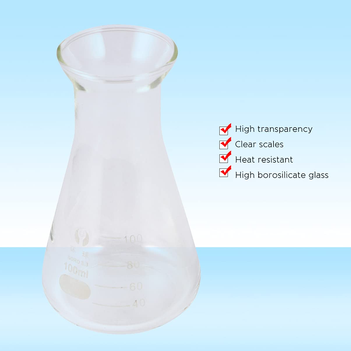 ULTECHNOVO 1stuk Glasflacon Conische Flask Met Kurk Voor Laboratorium Experimenten Breedmond Voor Chemie Studenten Veilig Praktisch Gebruik Kwaliteitsgarantie Zonder Bellen of Stoten