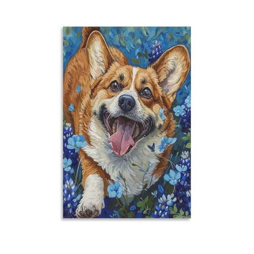 Cuadros decoracion salon con pintura de perro tierno
