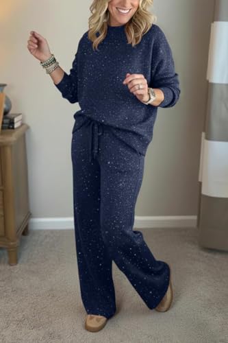 Traje de 2 piezas con purpurina para mujer conjunto festivo casual y holgado 3