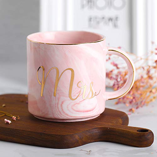 LEKOCH 380ML Mr und Mrs Keramik Becher Kaffee Tassen Teetasse, Porzellan Becher, Geschenk für Liebe (Rosa) Cover