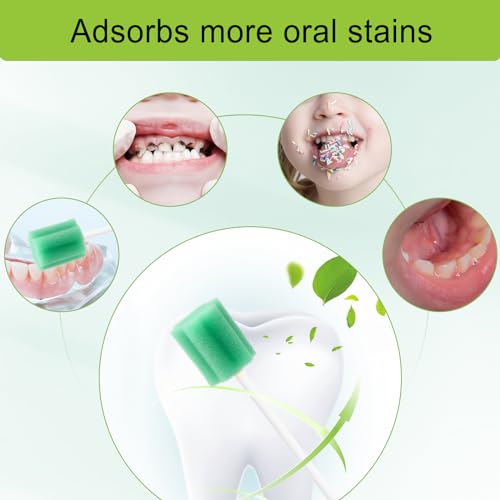 Mundschwämme Steriler Dental Tupfer, 50 PCS Mundpflege Schwamm Tupfer, Reinigung Mund Tupfer, Mundhygieneschwamm, Mundpflegetupfer Wattestäbchen, Mundpflegestäbchen Schaumstoff für Mundhygiene, Cyan.