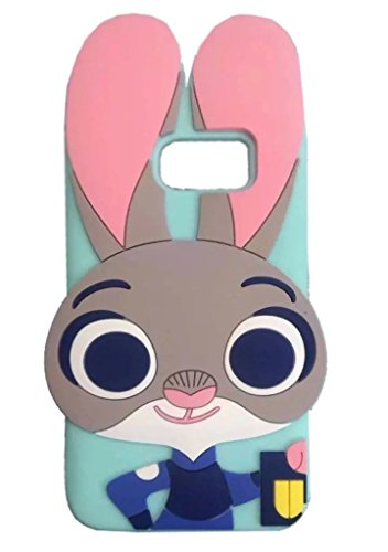 For Samsung Galaxy S7 Case Back Cover Soft Silicone Cute Lovely Rabbit Bunny Design 3D Cartoon Gift for Girls Teens Kids (Samsung Galaxy S7)