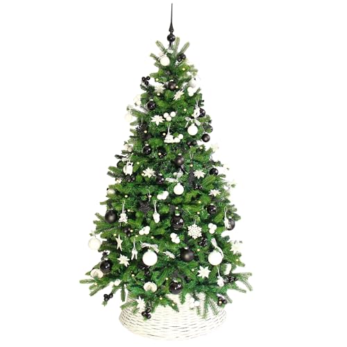 Kit de décoration sapin noir et blanc pour arbre de Noël de 1 à 2 m