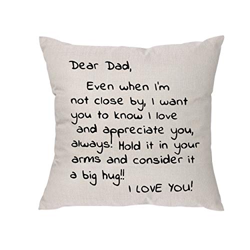 غطاء وسادة من ايورا Dear Dad Even When Im Not Close by I Want You to Konw I Love and Appreciate You Always، هدية تذكير للرجال والاب والاب