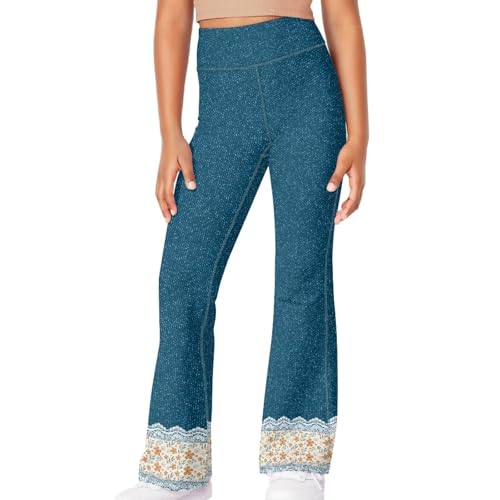 Lace Girls Athletic Flare Yoga Pants Summer Casual Soft Comfy Bell Bottom Leggings Fall Stretchy High Waist Leggings