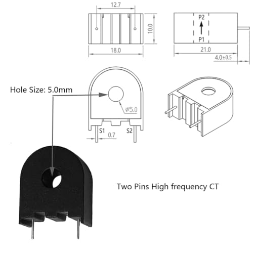 Minitransformador de corriente DHC25AD1 sensor de amperaje con caja de plastico 4