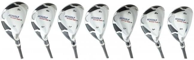 AGX Men's Tour XS Complete Hybrid Game Improvement Stainless Steel Irons Set 3-9 Graphite Edition: Senior, Regular or Stiff Flex; Cadet, Regular or Tall Length; Left or Right Hand.