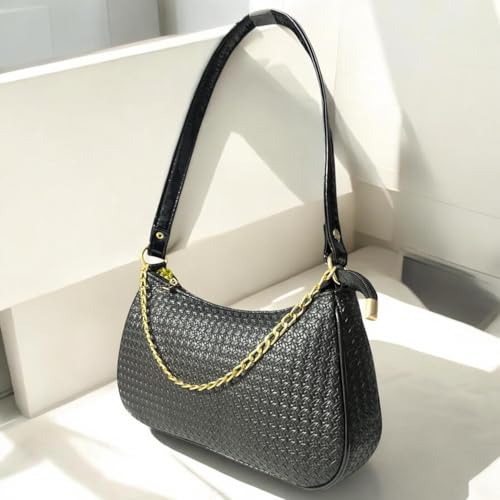 Image of DAISY STAR Woven Textured Shoulder Bag with Gold Chain Detail II Shoulder Handbag for Girl & Women II