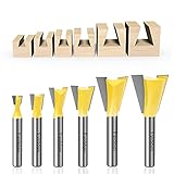 Fyrddyn 6Pcs 14° X 1/4,3/8,1/2,5/8,3/4,7/8-Inch Dovetail Router Bit 1/4-Inch Shank Woodworking Engraving Bit Milling Cutter for Wood (6PCS 1/4 Shank)