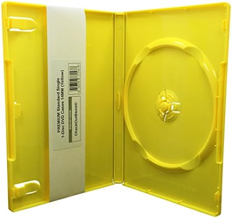 CheckOutStore (10) Premium Standard Single 1-Disc DVD Cases 14mm (Yellow)
