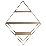 LaLe Living eckiges Wandregal ELMAS aus Eisen in Gold mit 3 Regalböden zur Wandbefestigung, Maße Regal 76 x 65 cm