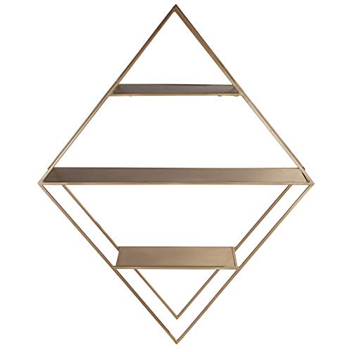 LaLe Living eckiges Wandregal ELMAS aus Eisen in Gold mit 3 Regalböden zur Wandbefestigung, Maße Regal 76 x 65 cm Cover