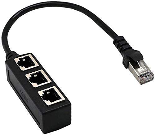 RedTagCanada RJ45 Network Splitter Adapter,1 Male to 3 Female Socket Port LAN Ethernet Network Splitter Adapter Cable Suitable Super Cat5,Cat5e,Cat6,Cat7 Socket Port LAN Cable Connector Adapter