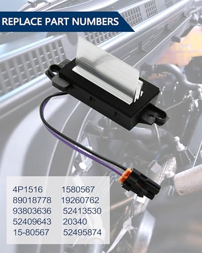 Image of 4P1516 AC Blower Motor Resistor Blower Control Module for Chevrolet Silverado 1500 2003-2007,for GMC Sierra Envoy Yukon,for Cadillac Escalade HVAC Blower Motor Resistor 15-80567 89018778 52495874