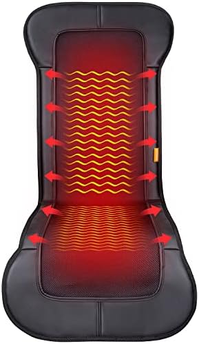 Heated Seat Cover Longer in Size PU Leather for Back,Waist,Thighs, 47.2” Long Black Mesh Seat Cushion with Heat
