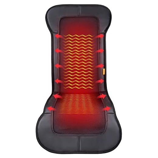CARSHION Heated Seat Cover Longer in Size Pu Leather with Fast-Heating Technology for Back,Waist,Thighs to Reduce Stress